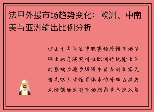 法甲外援市场趋势变化：欧洲、中南美与亚洲输出比例分析